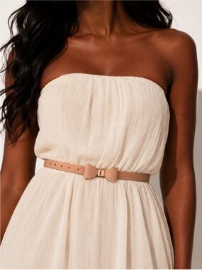 New! Tan Leather Bow Belt (One Size) NWOT